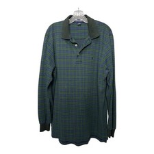 Vintage Polo Golf Ralph Lauren Polo Shirt Mens L Blue Green Plaid Long Sleeve