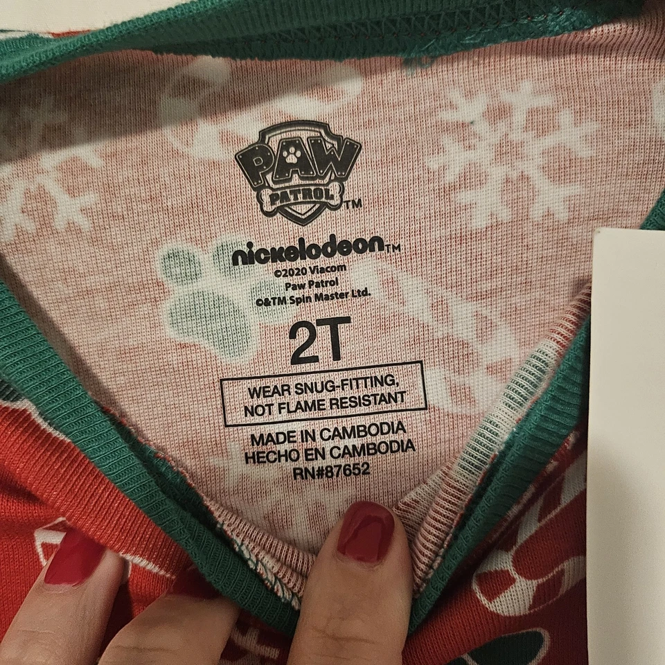 Nickelodeon Paw Patrol 2 Piezas Niño o Niña Navidad Pijama Talla 2T NUEVO Foto 4 de 4