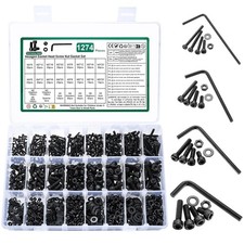 1274 Pcs M2 M3 M4 M5 Metric Screw Set, Hex Socket M2/M3/M4/M5-1274, Black 