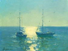 Original oil on canvas Impasto painting, Hand-painted seascape, Impressionism