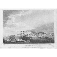 DOVER Viewed from the Castle - Antique Print 1803
