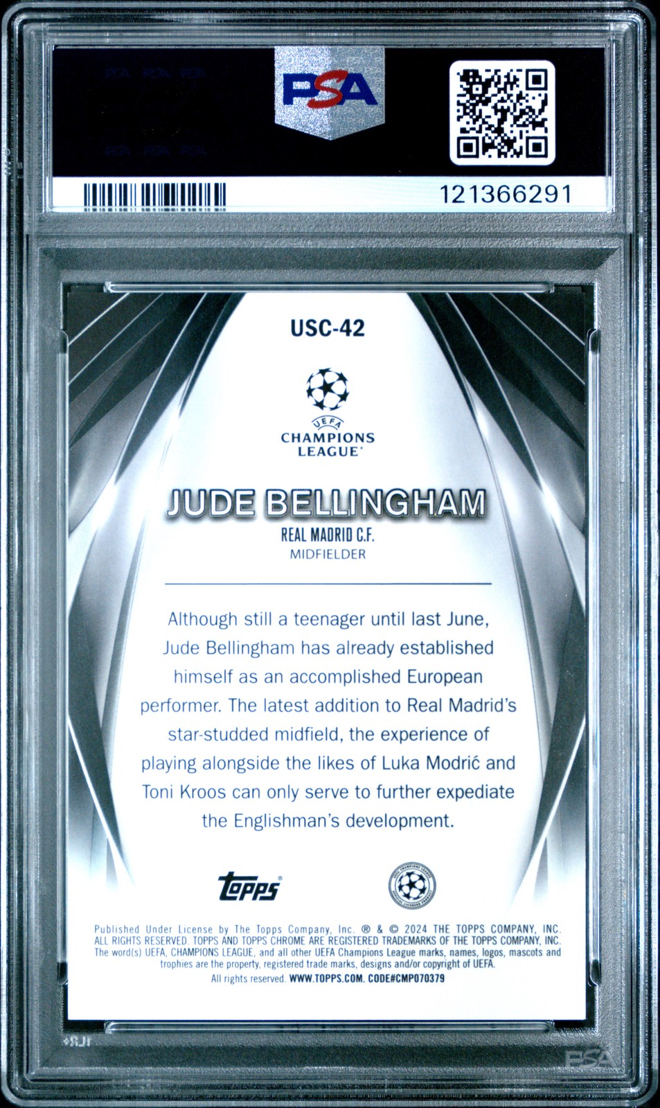 2023-24 BLUE #USC42 JUDE BELLINGHAM 134/150 PSA 10 view 2