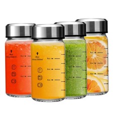 10oz Juice Bottles - 4 Pack Wide Mouth Glass Bottles with Lids- BPA Free, Sta...