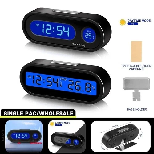 Mini Car Auto Thermometer Digital LCD Time Table Clock W/ Backlight Small - Picture 3 of 8