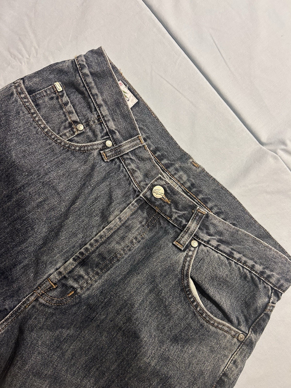 Lacoste Men's Blue Denim Straight Leg Jeans Button Fly Size 42 Missing button thumbnail 6