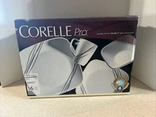 CORELLE PRO VITRELLE 2 " SKETCH "  16 PC. SQUARE  DINNERWARE  # 1081324 NEW 2008