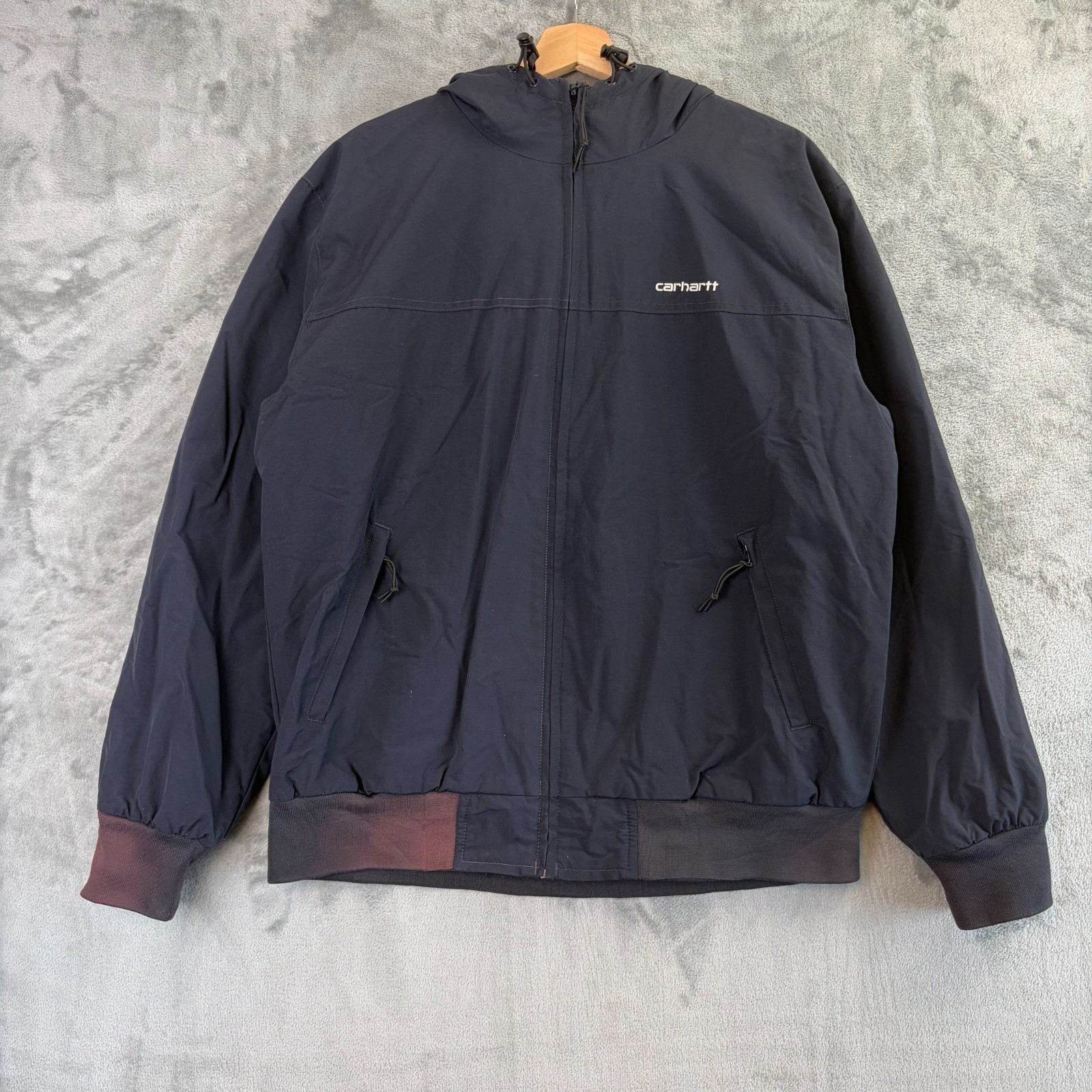 Chaqueta de vela con capucha Carhartt WIP para hombre L azul marino forrada de lana cortavientos retro