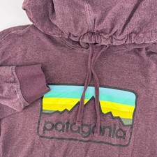 Patagonia Hoodie Women XS Purple Organic Cotton Graphic Mountain Pullover
