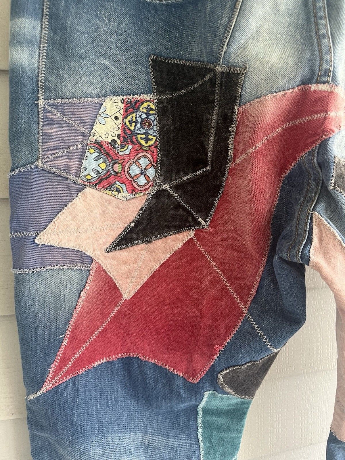 Patchwork Jeans MNML Blue Button Fly Streetwear B… - image 12