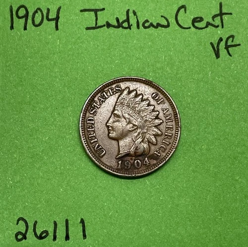 1904-P Indian Head Cent / Penny VF Very Fine See Pictures