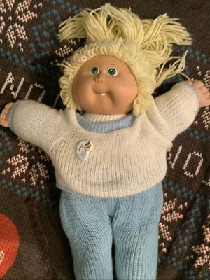 Vintage Cabbage Patch Kids Doll signed by Xavier Roberts 17  Long Blonde Blue