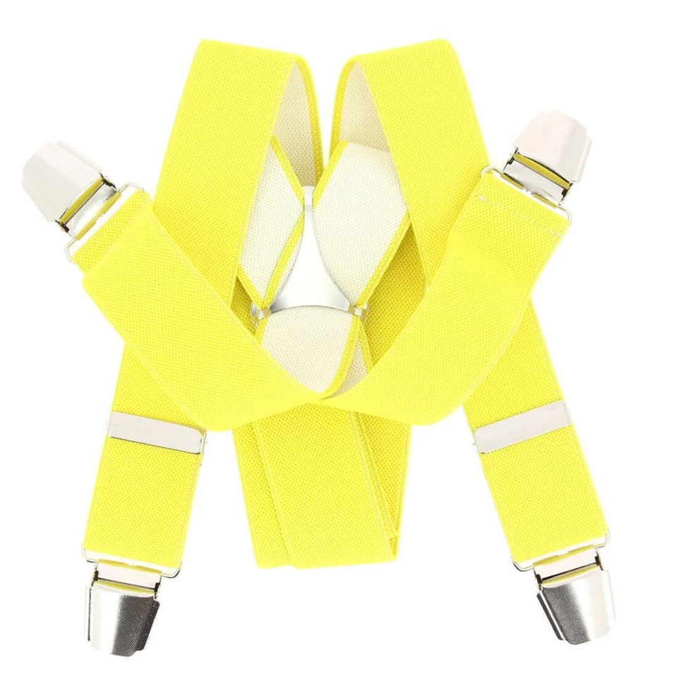 Tony & Paul. Bretelle. 4 clips, Viscose. Jaune canari - Uni - FABRIQUE EN ITAL - Photo 3/4