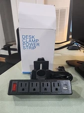 4 Outlet Desk Clamp Power Strip with USB Ports Desktop Power Strip Surge Protect