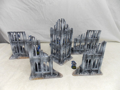 WARGAMING GELÄNDE BEMALT, VORAUFTRÄGE KONVOLUT SET 5 STÜCK