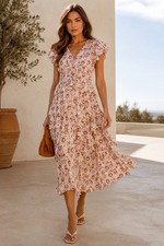 Ulla Johnson Silk Floral Ruffle Midi Dress Sz 14 Ethereal Summer Wedding Luxe