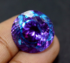 20.5 Ct Certified Pitambari Sapphire Natural Bi-Color Round Cut Loose Gemstone