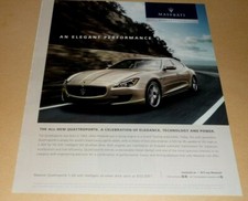 MASERATI QUATTROPORTE S Q4 SPORTS CAR ONE PAGE ADVERTISEMENT-ELEGANT PERFORMANCE