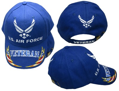 Cappello Da Baseball U.S. Air Force Veteran - Logo Ali Ricamato - Blu Navy Con Chiusura Regolabile - Licenza Ufficiale