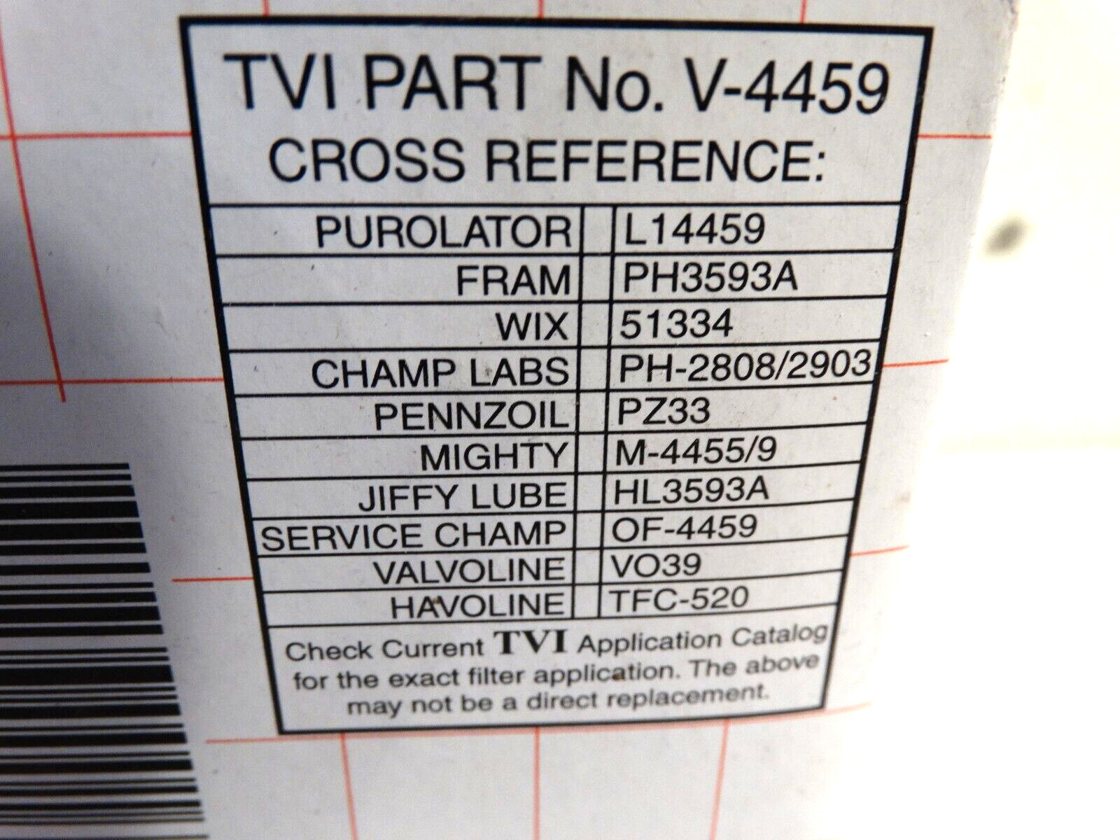 TVI Engine Oil Filter  TVI V-4459 (Fram PH3593A,Purolator L14459)