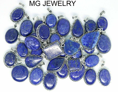 Newly Manufactured ! 50 PCs Lot Lapis Lazuli Gemstone 925 Silver Plated Pendants - Picture 3 of 3