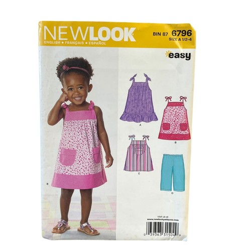 New Look Sewing Pattern 6796 Toddler Size 1/2-4 Girls Dress Pants - Picture 1 of 2