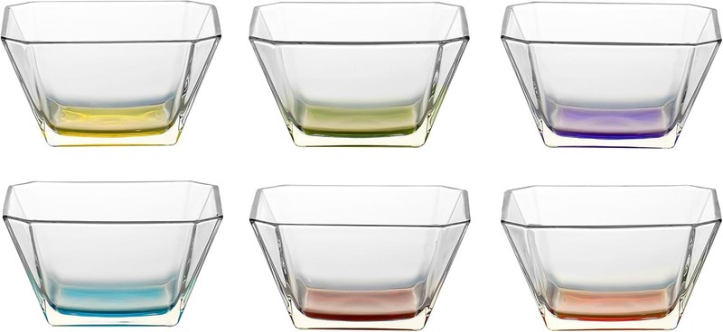Set of 6 Tapered 10.25 Oz Clear Glass Mini Dessert Serving Bowls with 