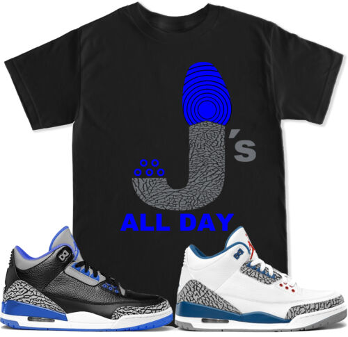 Camiseta Benjamin a juego con Air Js Retro 3 zapatos de cemento azul verdadero - Imagen 5 de 17