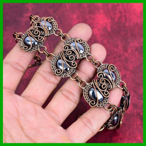 Muttertag Sale Schungit Stein Kupfer Kette Boho Draht gewickelt Armband Schmuck - Bild 5 von 6