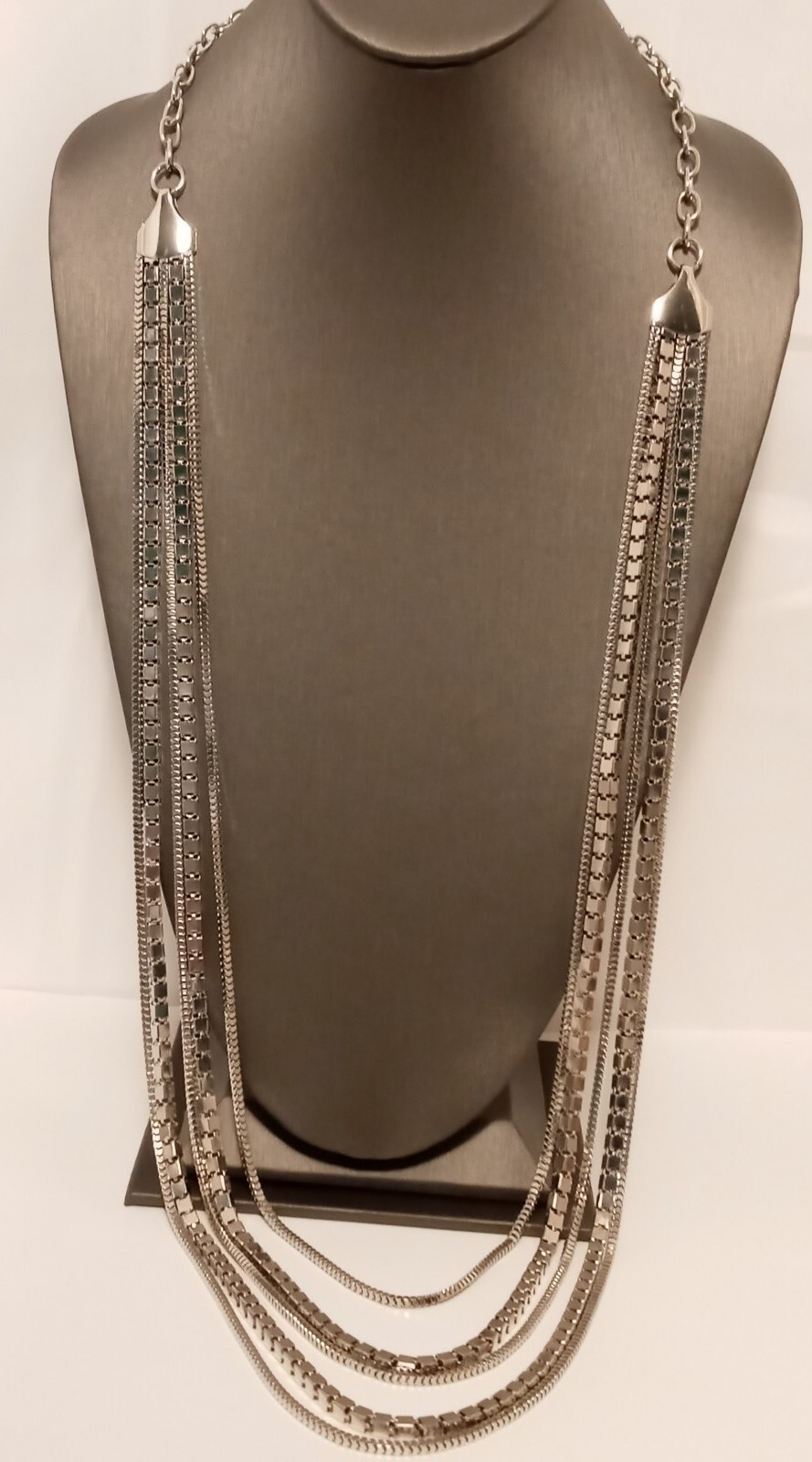 Chico's Silver Tone Multi Chain Statement Necklac… - image 2