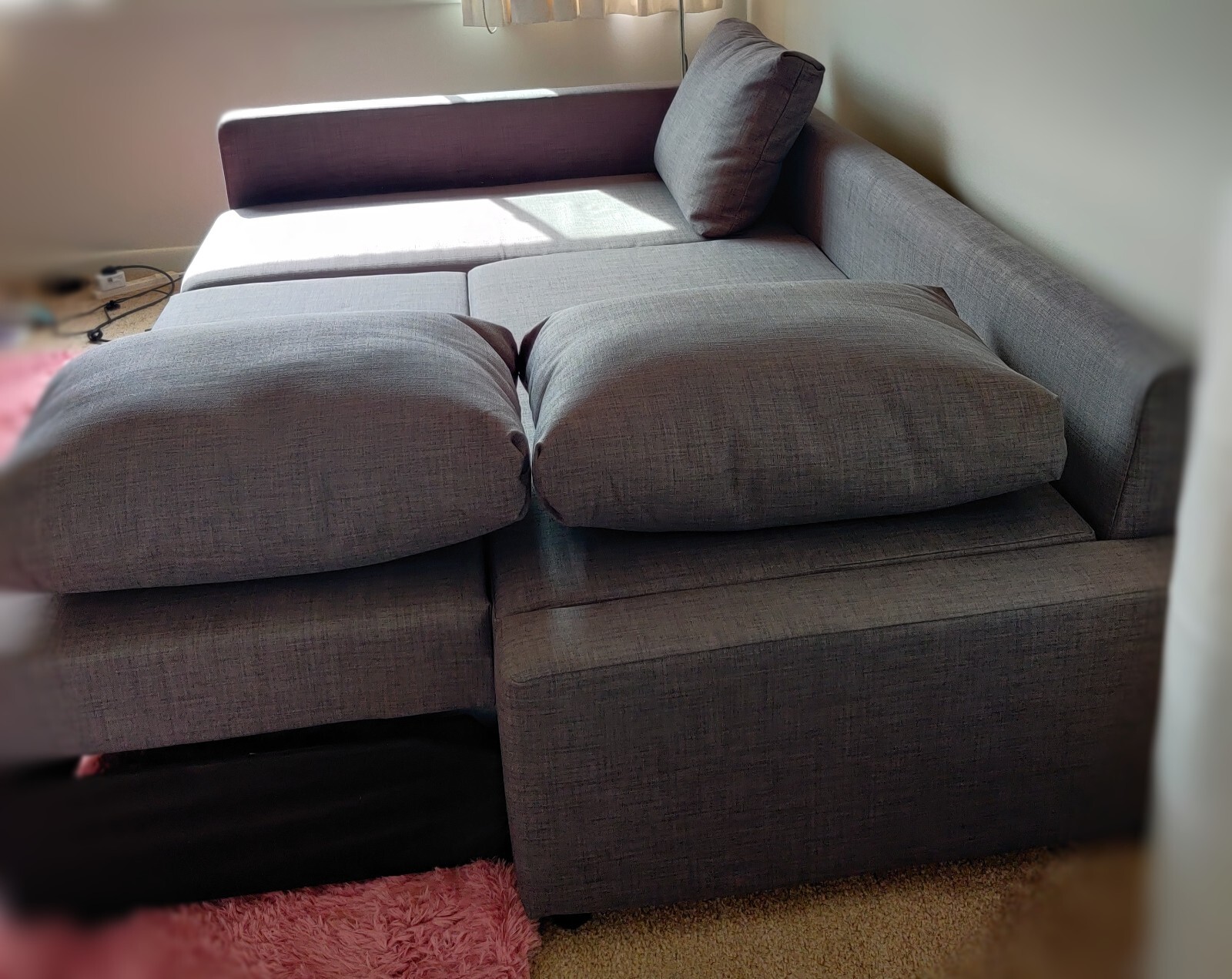 Slightly Used IKEA FRIHETEN Dark Grey Sectional Convertible Couch for