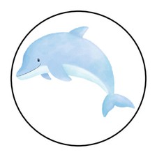 30 DOLPHIN OCEAN ENVELOPE SEALS PARTY FAVORS LABELS ROUND STICKERS 1.5" ROUND