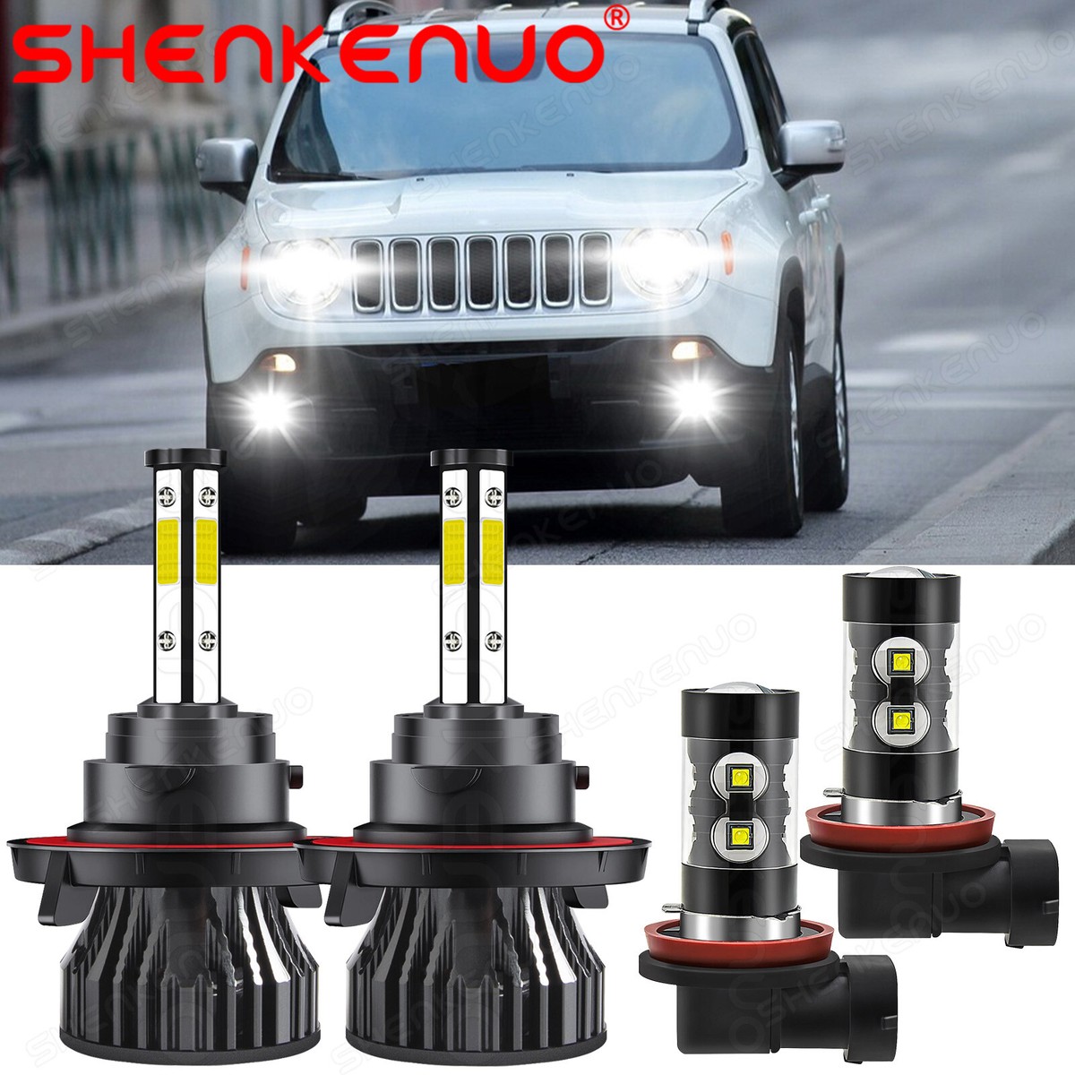 For Jeep Renegade 2015-2018 H13 LED Headlight + H11 Fog Lights