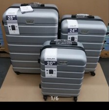 COOLIFE ABS GRAY Hardshell Suitcase Luggage 3 Piece Set TSA Lock Spinner NEW