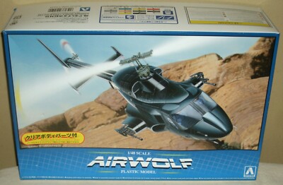 Aoshima 1:48 – Maquette Airwolf Carrosserie Transparente, Hélicoptère Culte Avec Support D’exposition
