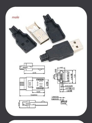 ⚡ 4x sets DIY USB 2,0 Connector Plug A Type Male 4 Pin Adapter Socket 🔌 - Picture 5 of 5