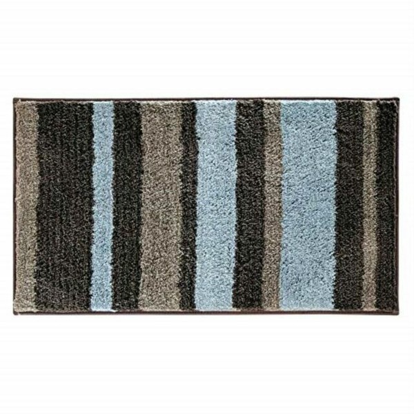 Microfiber Striped Bathroom Shower Accent Non Slip Rug 34" X 21" Mocha