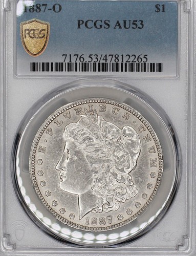 1887 O $1 MORGAN SILVER DOLLAR PCGS AU53 Protected by Gold Shield & TrueView - Picture 2 of 3
