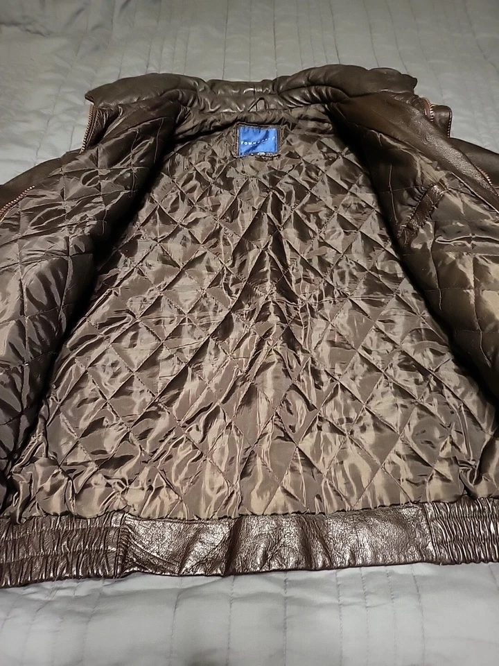 Chaqueta de motociclista bombardero de cuero vintage grande towncraft Foto 4 de 4