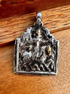 Antique Vintage Silver And Gold Amulet Pendant Tribal Hindu Goddess