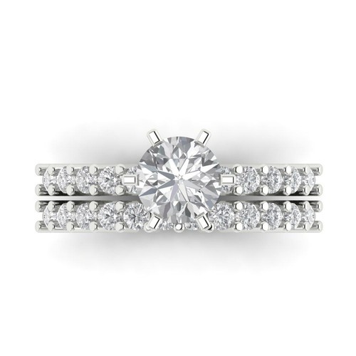 3.10 Carat Round anniversary engagement Ring band set 14k White gold Bridal