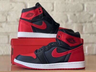 NIKE Air Jordan 1 ブラック/レッド 11 (US) サテン Nike Air Jordan Retro 1 High OG Satin Bred Red Women 11 / Men 9.5