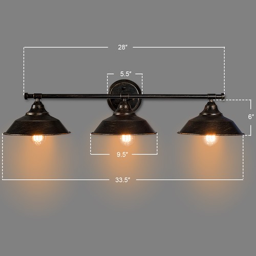 Modern Industrial 3-Light Bathroom Wall Sconce Fixture Vanity Wall Lamp Decor - Picture 2 of 6