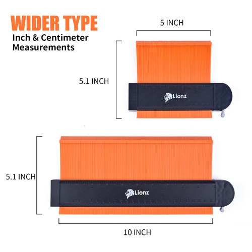 Contour Gauge with lock! 2 Wide 10" & 5" Super Outline Tool To Copy Odd Shapes - Picture 2 of 8