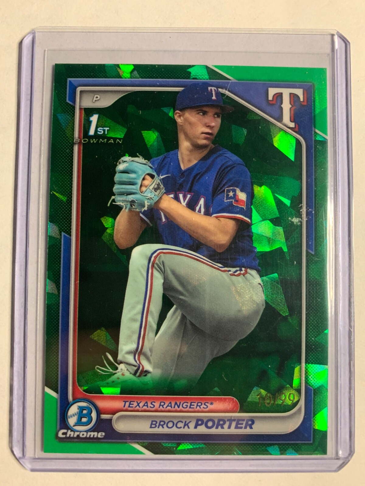 BROCK PORTER 2024 BOWMAN CHROME 1ST SAPPHIRE BASEBALL GREEN #D /99