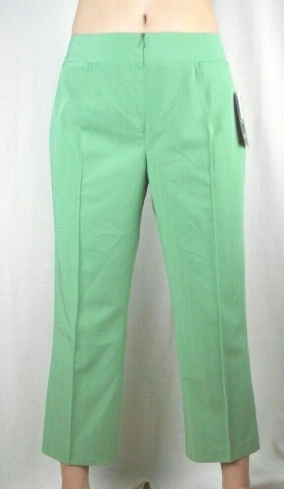 Dalia Stretch/ Extensible Capri Pants Women's Size 10 Green Sprite Front Zip NWT