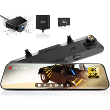 WOLFBOX G900 Mirror Dash Cam Front and Rear With Free SD Card