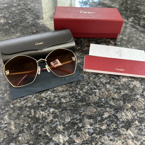 Cartier sunglasses glasses. Gold Frame panther De Cartier. NWT. Retail $1245 - Picture 3 of 12