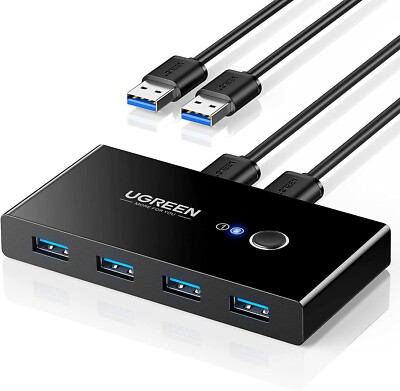 UGREEN USB 3.0 Sharing Switch, 2 Computer 4 Port USB Peripheral Switcher Adapter
