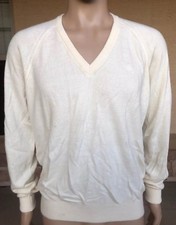 NWT Vintage Geoffrey Beene V Neck Sweater USA Made Size Large GB Crest Beige