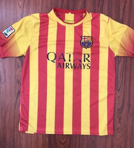 Mens M L Fc Barcelona Soccer Fcb Jersey Qatar Airways Red Yellow Ebay